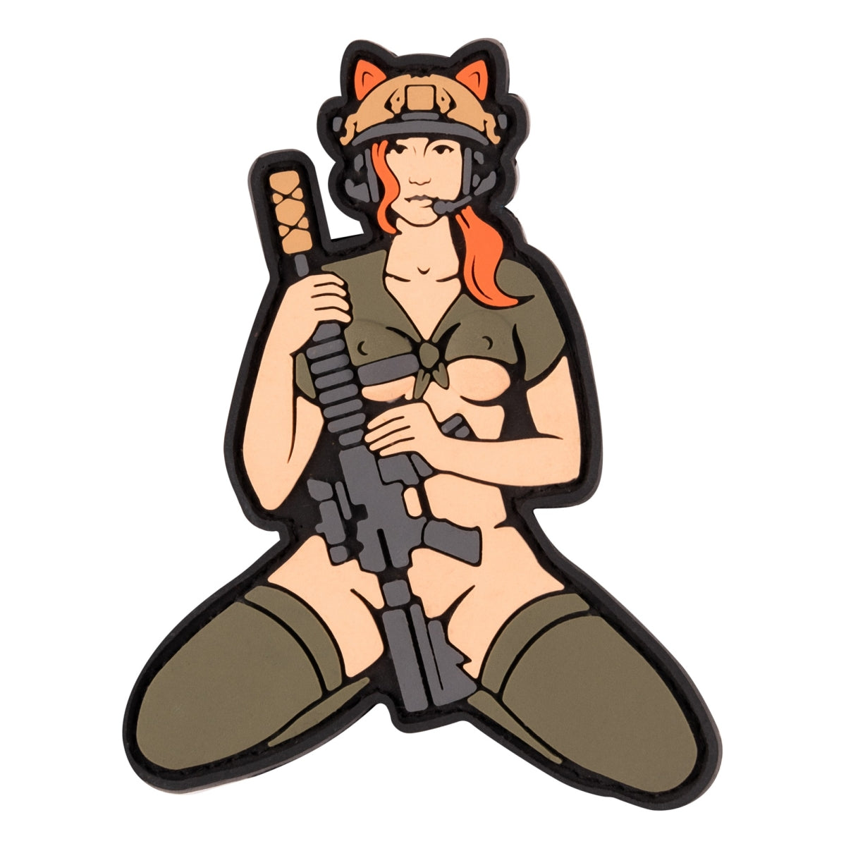 PVC patch (chevron) "Cat girl" red