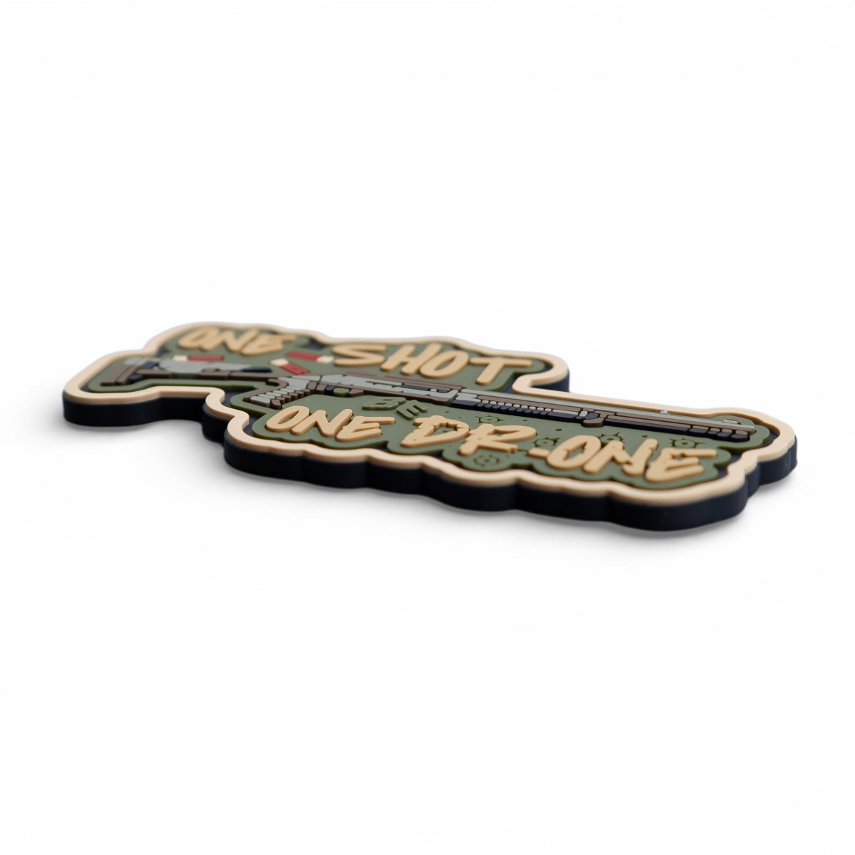 PVC Patch (chevron) «One Shot - One Drone». Olive