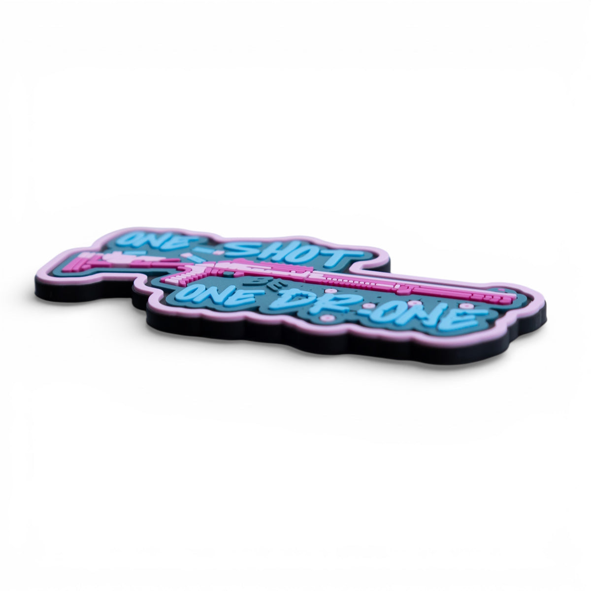 PVC Patch (chevron) «One Shot - One Drone». Pink