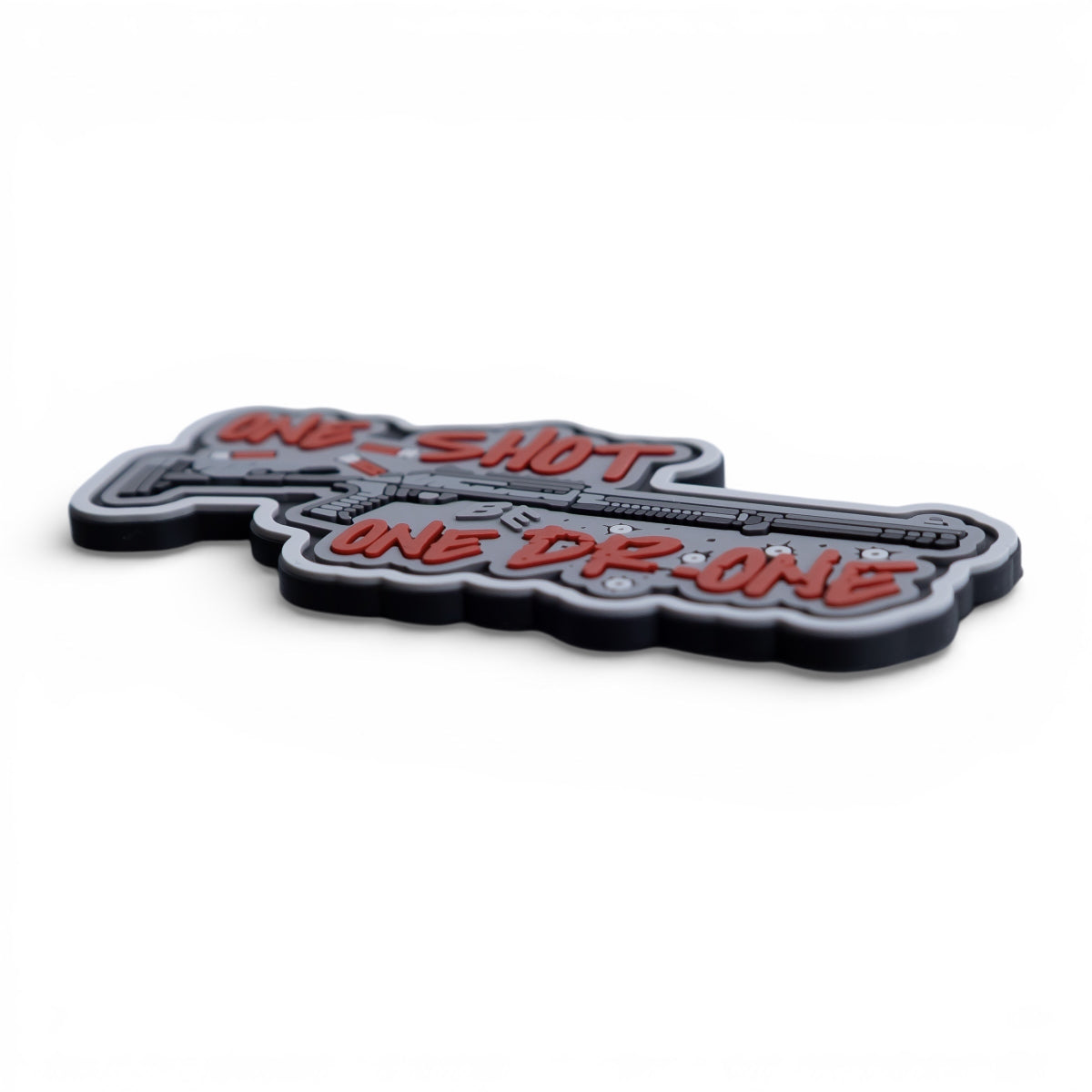 PVC Patch (chevron) «One Shot - One Drone». Grey