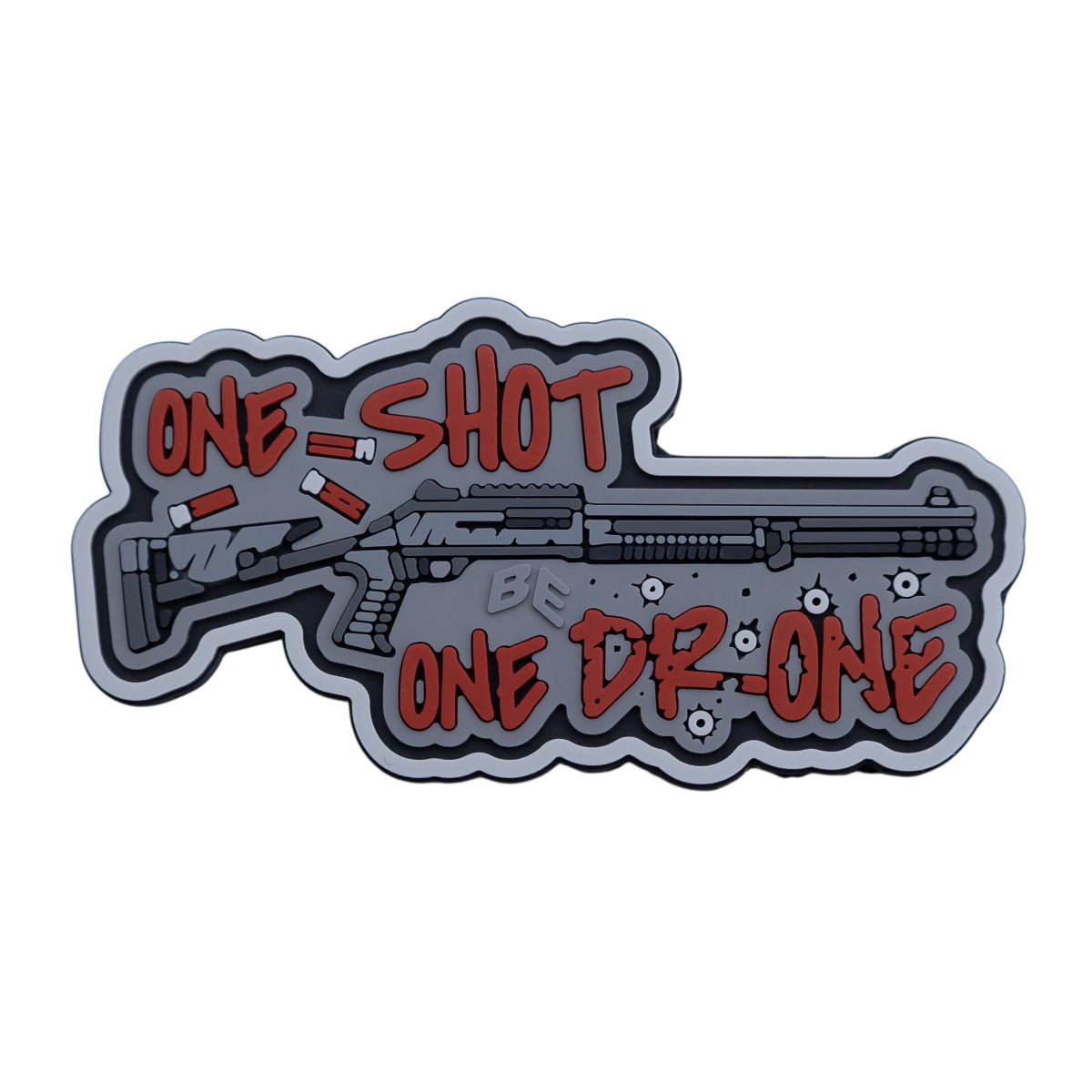 PVC Patch (chevron) «One Shot - One Drone». Grey