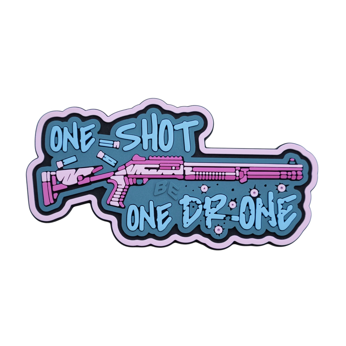 PVC Patch (chevron) «One Shot - One Drone». Pink