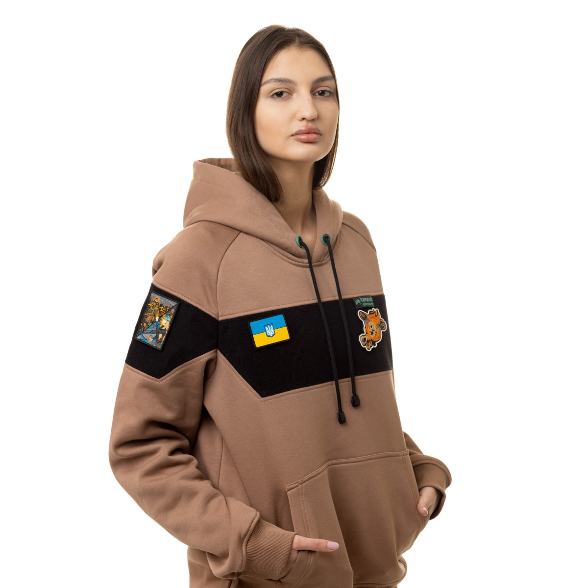 Hoodie for your patches, Mocha brown