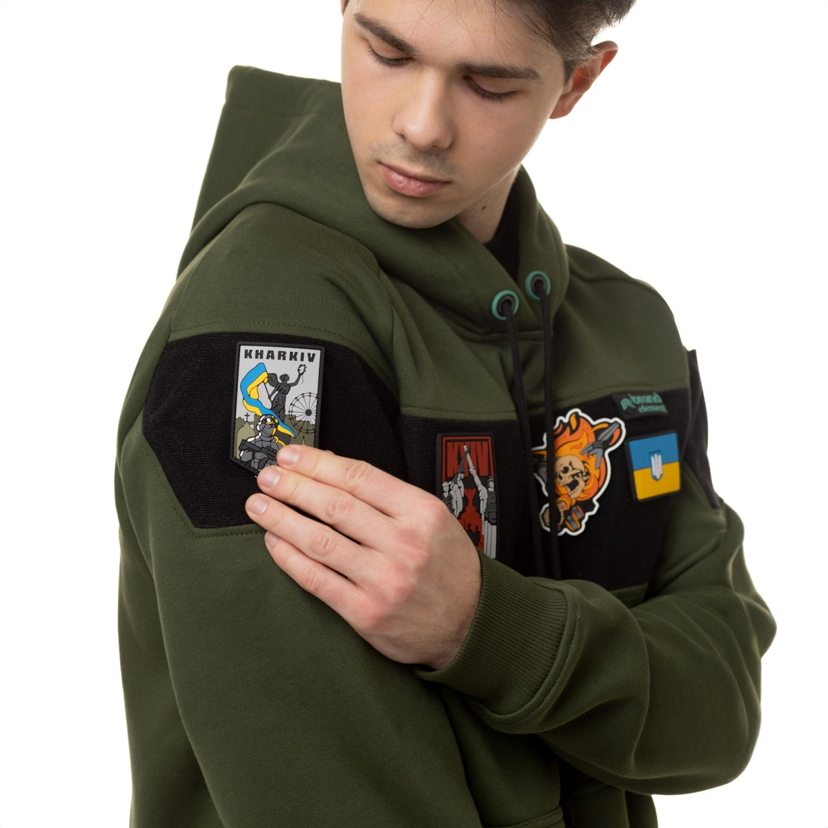 Hoodie for your patches, Olive